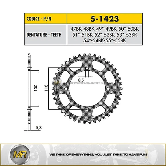 POUR SUZUKI RM 100 2003 2004 COURONNE EN ERGAL NOIR PAS 420 AVEC 51 DENTS Foto 1 de 1