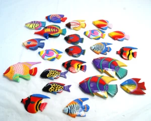 23 Hand Carved Wood Tropical Fish Wooden Ornaments Nautical Painted Decor READ - Picture 1 of 19