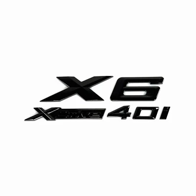 for/X6 Series Gloss Black Emblem X6+XDrive40i Number Letters Rear Trunk Badge - Изображение 1 из 3