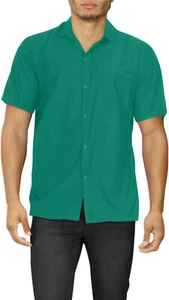 HAPPY BAY Men's Short Sleeve Button Down Casual Camp Shirts 6XL Emerald, Plain - Picture 1 of 3