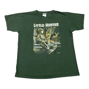 Vintage Y2K Youth Boys Buck Wear T Shirt Size Large Green Little Hunter Hunting - Picture 1 of 8