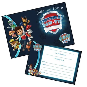 Paw Patrol Boys Party Invitations Pack & Envelopes (WRITE ON) Free delivery - Picture 1 of 1