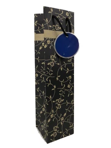 Wine Bottle Gift Bag- Floral Design -Paper wine Gift Bag - Picture 1 of 5