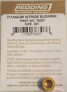 76307 REDDING TITANIUM NITRIDE .307 NECK SIZE BUSHING - BRAND NEW - FREE SHIP - Picture 1 of 1