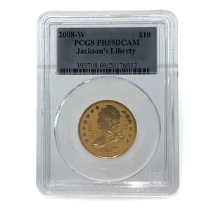 2008-W US $10 Jackson's Liberty PCGS PR69DCAM 20176512 1/2OZ Au.999Gold Coin GC2 - Picture 1 of 6