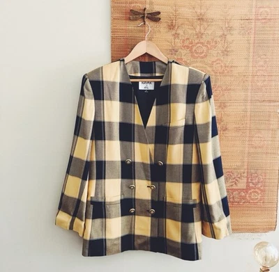 Chaqueta Blazer Academia Plus 16 Vintage Años 80 Cuadros Preppy Foto 1 de 4