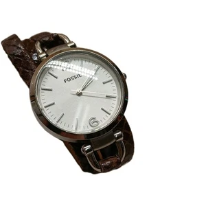 Fossil Georgia ES3155 Women's Brown Leather Analog Dial Quartz Needs Battery - Picture 1 of 13