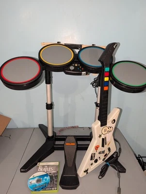 Xbox 360 Rock Band Guitar Hero Bundle Drums Guitar Games - Tested - Image 1 of 4