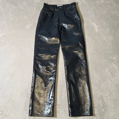 Calça jeans Agolde couro reciclado anos 90 cintura apertada tamanho 24 azul desintoxicante forrada - Imagem 1 de 4