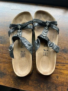 Betula Birkenstock 260 Black Slip On Sandals Rhinestones Size L9 M7 - Picture 1 of 9