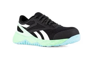 Scarpe da lavoro Reebok Nanoflex TR donna taglia 9,5 W nero verde punta composita - Foto 1 di 13