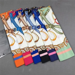 Bufanda de seda de sarga turca 130x130 cm pañuelo cuadrado de lujo para mujer - Imagen 1 de 18