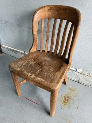 Antique Wooden Chair - Banker - Lawyer - Courthouse - SIKES CO INC. BUFFALO, N.Y - Image 1 of 4