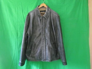 Giacca pelle uomo Eddie Bauer invecchiata taglia XL stile ID 1047 nera molto bella - Foto 1 di 12