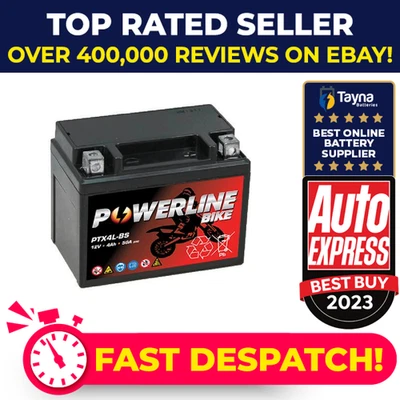 Powerline YT4LBS 12v Motorbike Motorcycle Quad Bike Battery Replaces YT4L-BS YT4 - Image 1 of 4