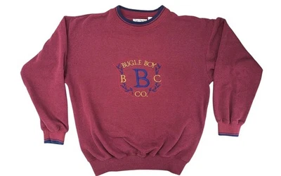 Sudadera Vintage Bugle Boy Bordada Azul Logo Borgoña Gran Tamaño Mediana Foto 1 de 4
