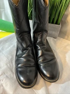 Justin Classic Kid’s Roper Cowboy Boots Black Cowhide Size 3.5D - Picture 1 of 7