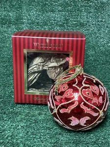 WATERFORD Holiday Heirlooms Ruby Wedge Ball rouge or Noël ORNEMENT avec boîte - Photo 1/9