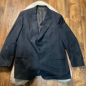 VTG Austin Reed Blazer Men's 46L Navy Plaid Virgin Wool Check Sport Coat - Picture 1 of 10