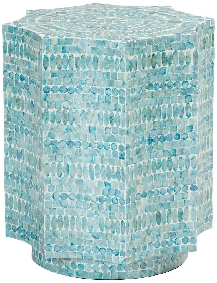 Baxton Studio Olesia 17 1/4"W Blue Mother of Pearl End Table - Image 1 of 1
