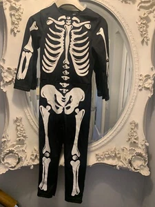 Halloween Costume Kids Boys Glowing in the Dark Skull Skeleton Bodysuit 4-6 yrs - Picture 1 of 8
