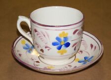 PINK LUSTER Soft Paste Tea Cup & Saucer 1900 Charles Allerton & Sons Hand Paint