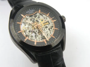 Rotary GS03630/04 Men's Black Strap Skeleton Watch - 100m - Picture 1 of 7