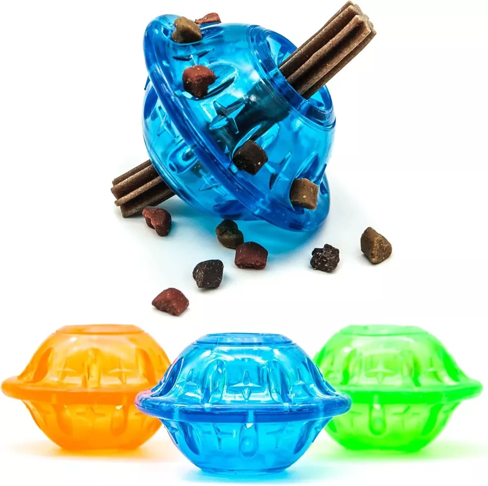 2X 7cm Rubber Dog Treat Dispenser Puzzle Pet SAUCER Interactive Slow Feeding Toy - Image 1 of 1