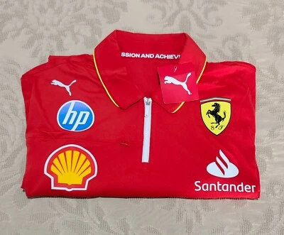 ✅️F1 Puma Ferrari Polo HP Shirt Leclerc Sainz NOT FOR SALE 2024 M LEWIS HAMILTON - Immagine 1 di 4