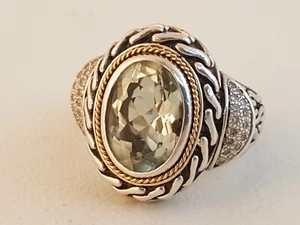 Samuel B BJC grüner Amethyst Diamant Sterlingsilber 18k Gold Ring Gr. 7,75 verziert - Bild 1 von 13