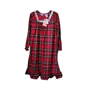 Saint Eve Kids Nightgown Girls XL Christmas Plaid Ruffle Holiday - Picture 1 of 10