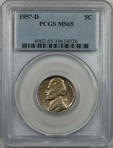 1957-D Nickel 5c Coin PCGS MS-65 1H - Picture 1 of 2