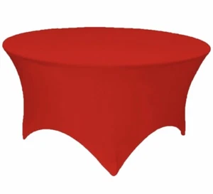 Round Spandex Tablecloth Fitted Stretch Table Red Cover Wedding Banquet Party - Picture 1 of 3
