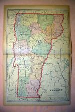 Vermont Antique Color Map 1901 State of Vermont Cram's 14½" x 22"