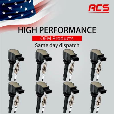 8X Ignition Coil OEM + Spark Plugs for Mercedes-Benz S550 G550 E550 SL550 UF535 - Image 1 of 4