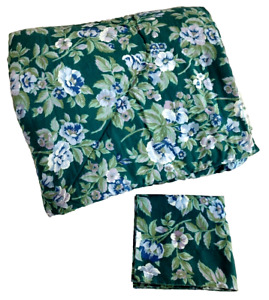 Vtg Westpoint Stevens Twin Comforter 64 X 90 Sham Green Floral Cotton Blend 2 pc