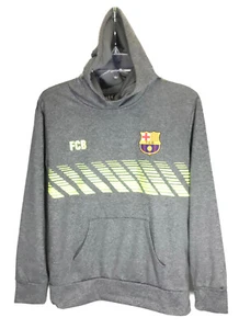 FCB Official Soccer Futebol Gray Knit Hoodie Pullover Youth L - Picture 1 of 11