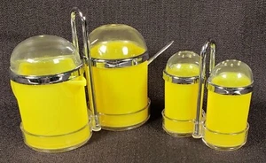 Vintage Condiment Set, Space Atomic Yellow Cosmic Salt/Pepper Cream/Sugar A72 - Picture 1 of 8