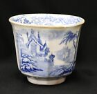 Antique Blue Friburg By Davenport Ironstone Transferware c.1815 "Cup? Waste?"