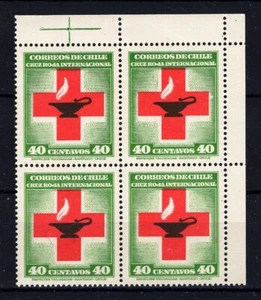 CHILE 1944 Red Cross 40c MNH corner sheet block of 4 - Picture 1 of 1