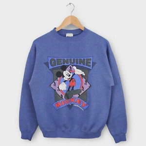 Vintage Mickey Mouse Nebraska Sweatshirt Size Medium 90s Blue Crewneck - Picture 1 of 5