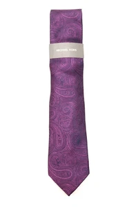 MICHAEL KORS Silk Linked Swirl Pattern Purple Tie New - Picture 1 of 11