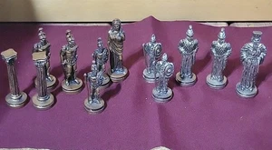 Vintage Persian Vs Greek Metal Chess Pieces 12 Pieces Total - Bild 1 von 10