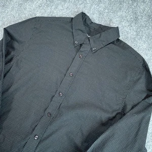 C&A Shirt Mens M Black White Geometric Tailored Fit Button Down Stretch - Picture 1 of 7