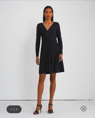 Ralph Lauren Black Label Jersey Dress  Liquid Knit V Neck Formal Size 14 NWT - Image 1 of 4