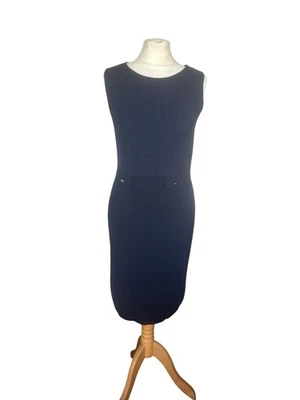 Vestido Luisa Spagnoli 100% Lana Virgen Azul Marino Sin Mangas Tejido Talla Mediana Foto 1 de 4