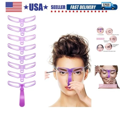 Plantillas de cejas reutilizables de 8 estilos con mango y correa - Modelado de cejas sin esfuerzo Foto 1 de 4