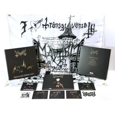 MAYHEM De Mysteriis Dom Sathanas CD BOX SET + ...Alive CD/DVD + Flag / Stickers - Image 1 of 4