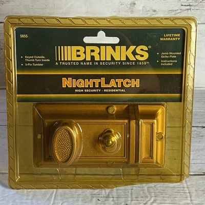 Brinks 5655 Gold Night Latch Keyed High Security Lock w/ 2 Keys Vintage 2005 NOS - Image 1 of 4