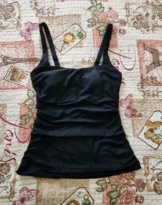 Athleta Women Square Neck Bra Cup Tankini Top Swimwear Black Size 32B/C - Picture 1 of 7